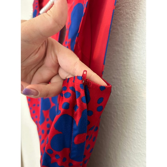 ModCloth Timeless Magnetism A-Line Dress Size Medium Red Blue Floral Knee Length - Picture 7 of 16